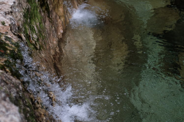 Clear water at Chiiwa-kyo mountain gorge.