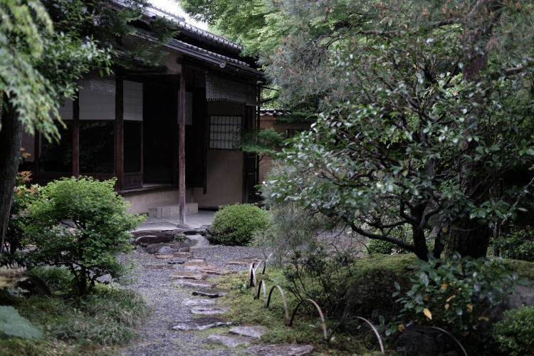 The backyard of the Nishimura House in Kyoto
