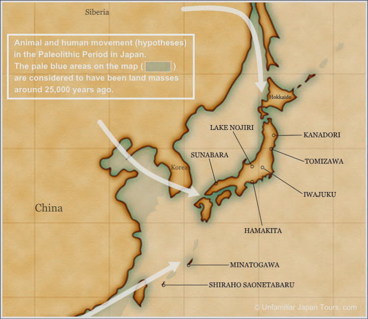 A map of Japan in the Paleolithic Period | 旧石器時代の日本地図