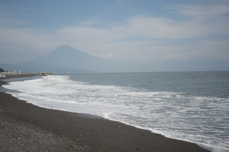 Mount Fuji in October, as seen from the beach of Miho