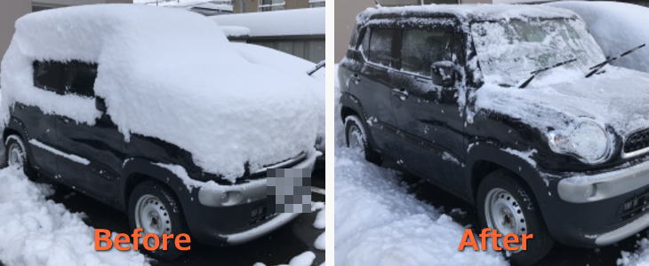 Snow removing from my car, in Aomori