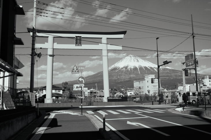 Mount Fuji as seen from Mt. Fuji World Heritage Centre, Shizuoka.