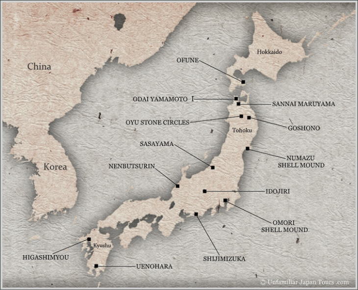Locations of Jomon sites in Japan.