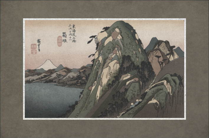 "Fifty-three Stations on the Tokaido: The Lake at Hakone" by Utagawa Hiroshige, circa 1833. (Courtesy of the National Diet Library, Japan.) 