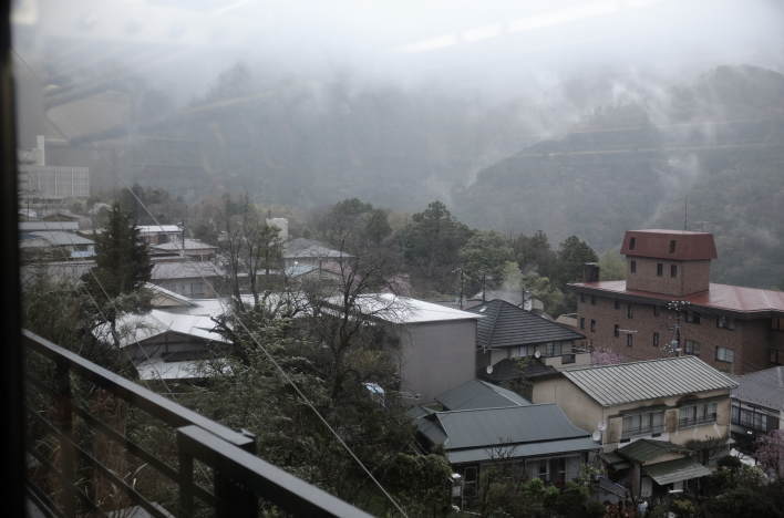 Looking down on the Ohiradai townscape from above the Kamiohiradai signal stop.