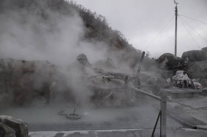Black eggs are boiled in the hot springs of Owakudani.