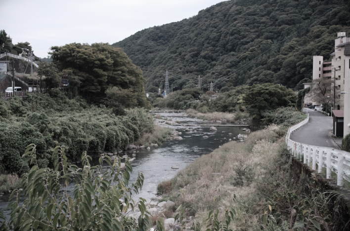 Looking out at the Hayakawa River from the Sanmaibashi Bridge in Hakone-Yumoto